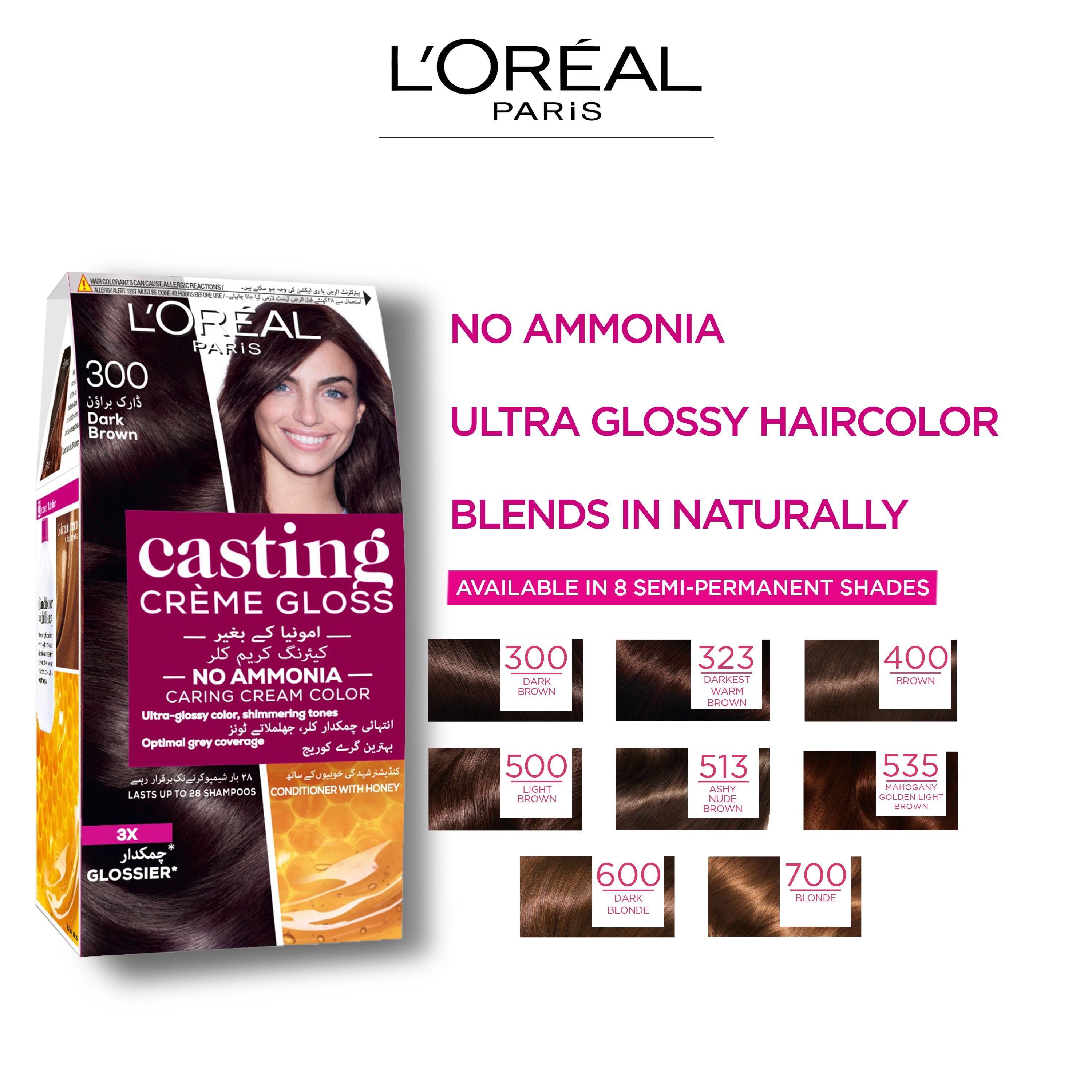 LOreal Paris Casting Creme Gloss - 300 Dark Brown Hair Color