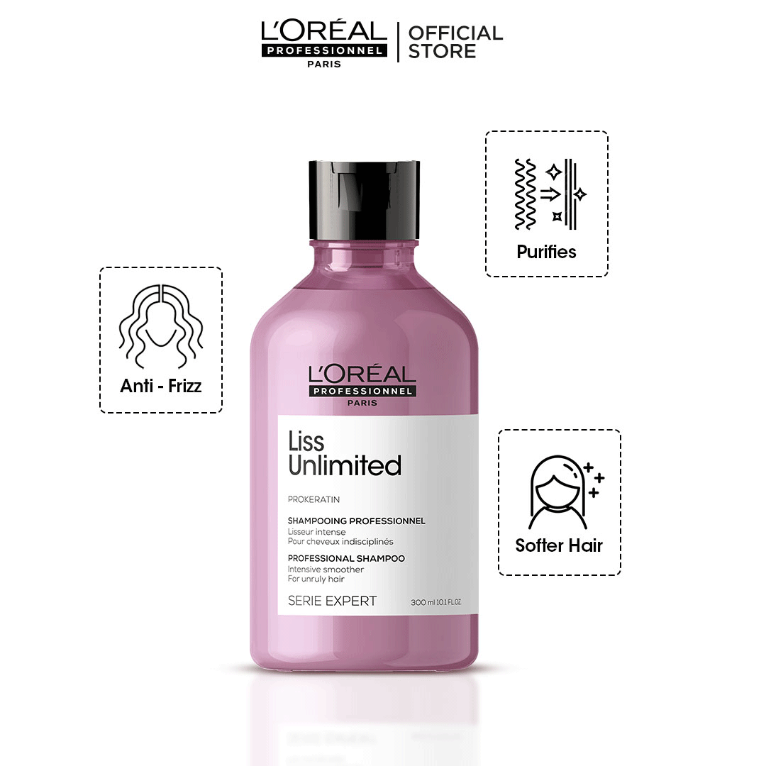 Loreal Professionnel Serie Expert Liss Unlimited Shampoo - 300ml - For Frizzy Hair & Straightened Hair