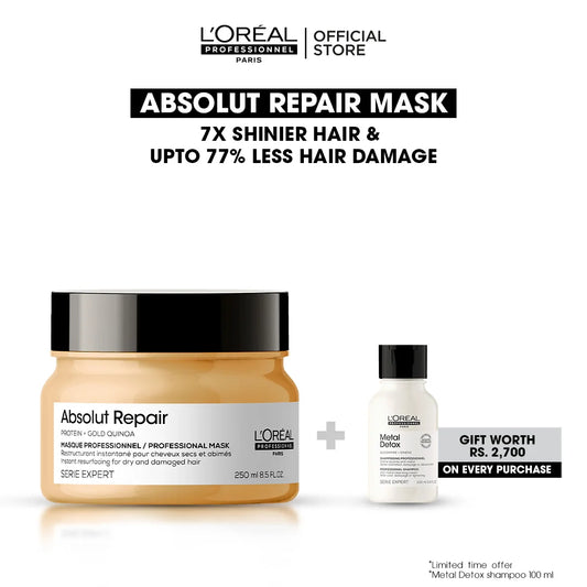 Absolute repair mask and Free metal detox shampoo