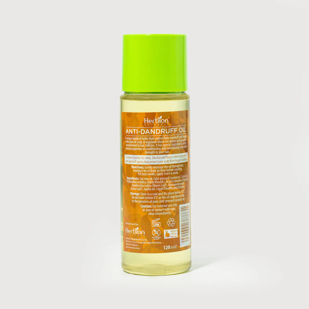 Herbion Naturals Anti Dandruff Hair Oil 120ml - Pure Cold Pressed Oil - Enriched with Jojoba Oil