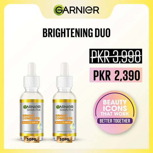 Twin Pack Garnier Bright Complete Vitamin C Booster Serum - 30ml