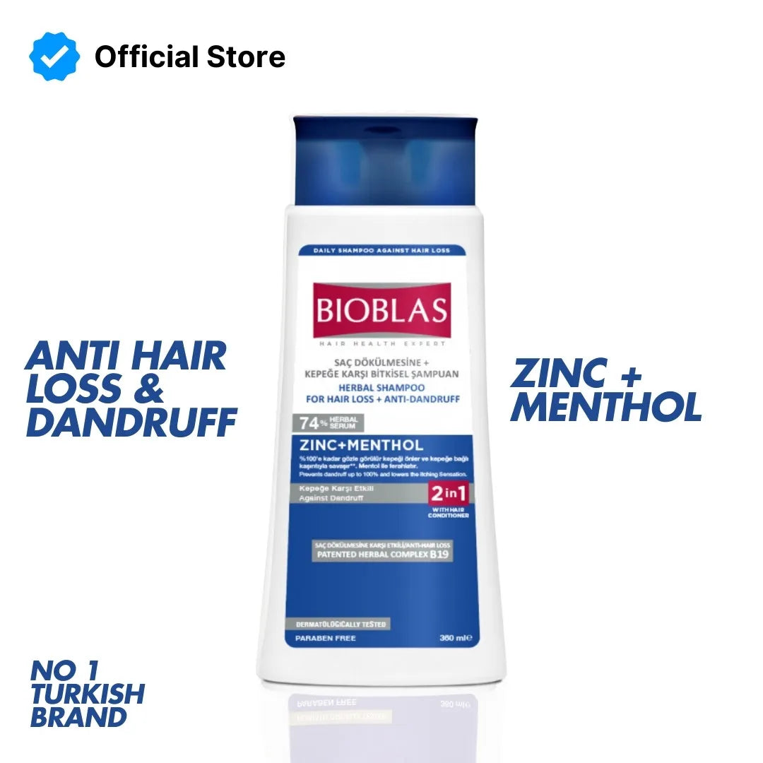 Bioblas Anti-Hair Loss Against Dandruff Shampoo (Zinc + Menthol) - 360ml