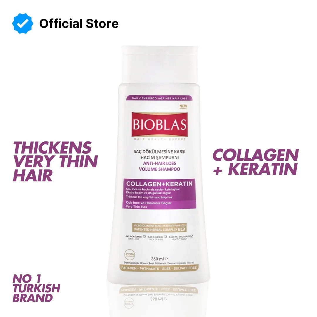 Bioblas Anti-Hair Loss Volume Shampoo (Collagen + Keratin) - 360ml