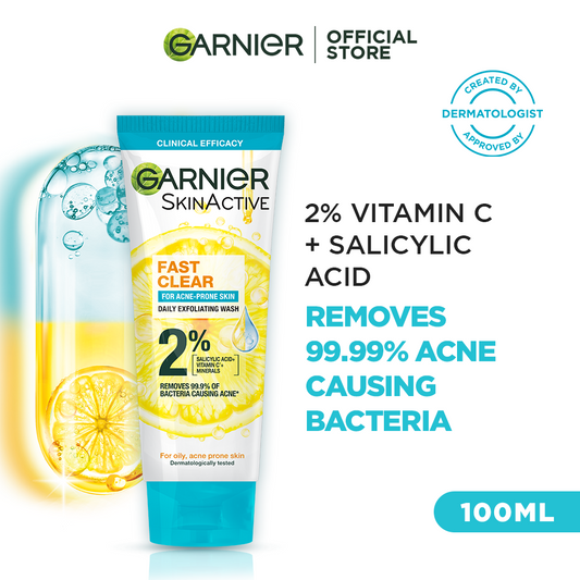 Garnier Fast Clear Facewash For Acne Prone Skin 100ml