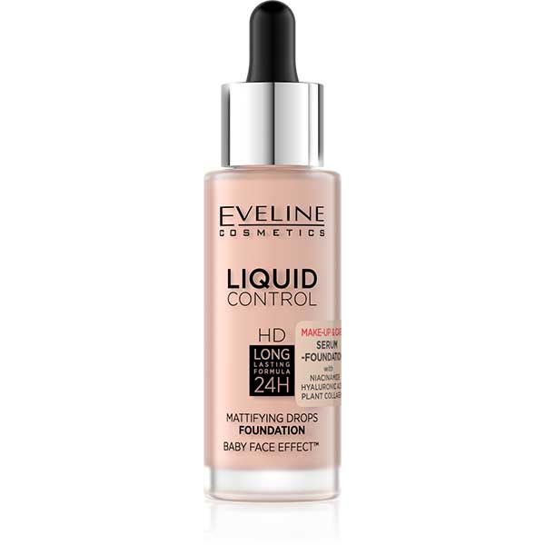 Eveline Liquid Control Foundation with Niacinamide 002 Soft Porcelain