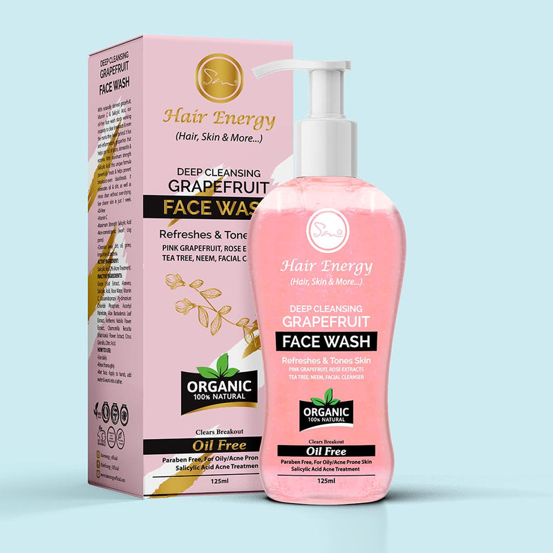 Hair Energy 100 Organic Aloevera GelDeep Cleansing Grapefruit Face Wash (For Oily Skin,Acne ,Blackkheads )