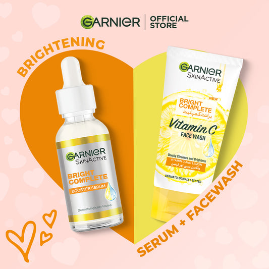 Garnier Bright Complete Vitamin C Facewash - 50 ml  + Vitamin C Serum 30ml