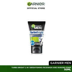 Garnier Men Turbo Bright 2-in-1 Brightening Facewash and Shaving Foam 50 ml - Premium Facial Cleansers from Garnier - Just Rs 655! Shop now at Cozmetica