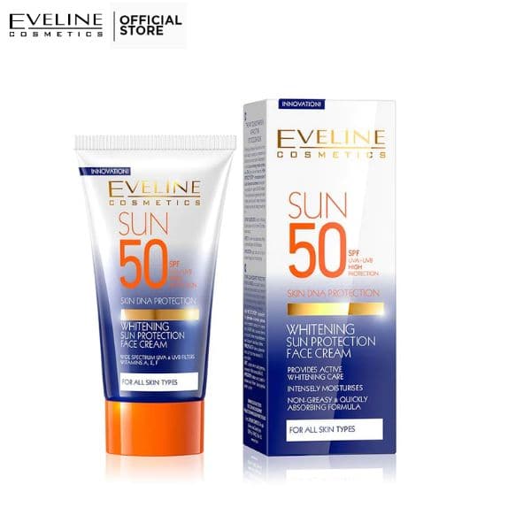Eveline Whitening Sun Block Spf 50 50ml - Premium Skin Care from Eveline - Just Rs 1995.00! Shop now at Cozmetica