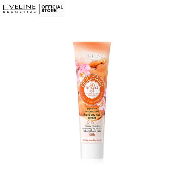 Eveline Glicerini Hands and Nails Cream with Bio Almond Oil + Karite Butter Collagen 100ml - Premium Gel / Cream from Eveline - Just Rs 435! Shop now at Cozmetica