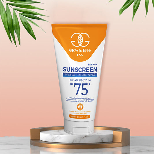 GLOW & GLEE SUNSCREEN MINERAL BIRGHTENING BROAD SPECTRUM SPF 75