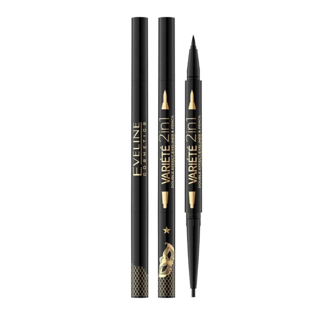 Eveline Variete Eyeliner And Pencil Double Effect 2in1 Ultra Black 1 Piece