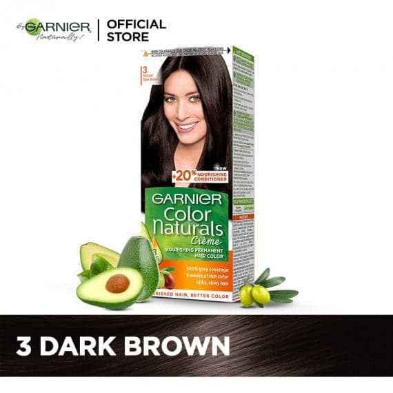 Garnier Color Naturals - 3 Dark Brown - Premium Hair Color from Garnier - Just Rs 849! Shop now at Cozmetica